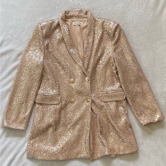 Gold Sequin Blazer Dress - Picture 1 of 2